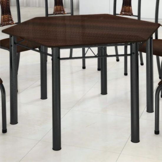 Conjunto Madmelos 06 cadeiras com encosto tampo de ardosia Madeirado sextavada - Preto