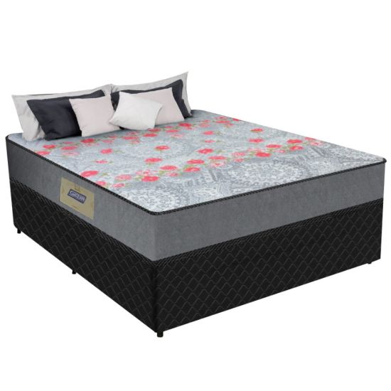 Cama Box Conjugada Casal Gazin Ortopédica Supreme 1.38 Preto e Cinza