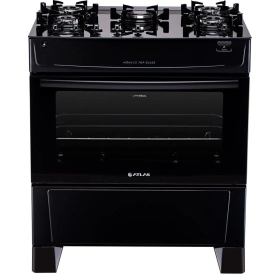 Fogão Altas 5 Bocas Mônaco Top Glass Automático Bivolt - Preto