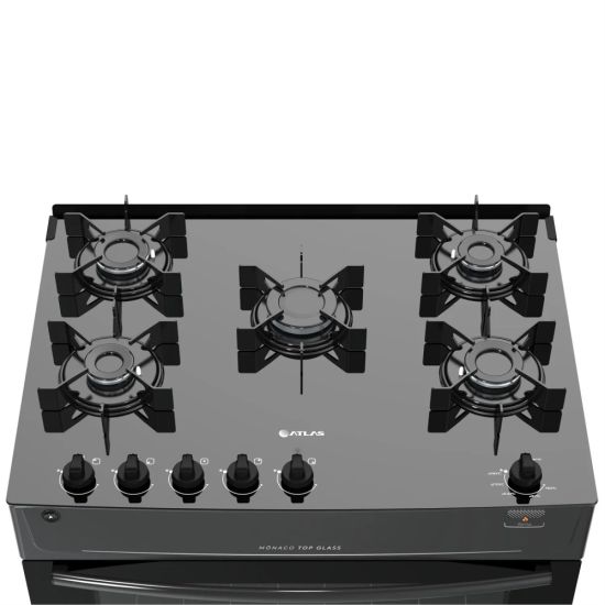 Fogão Altas 5 Bocas Mônaco Top Glass Automático Bivolt - Preto