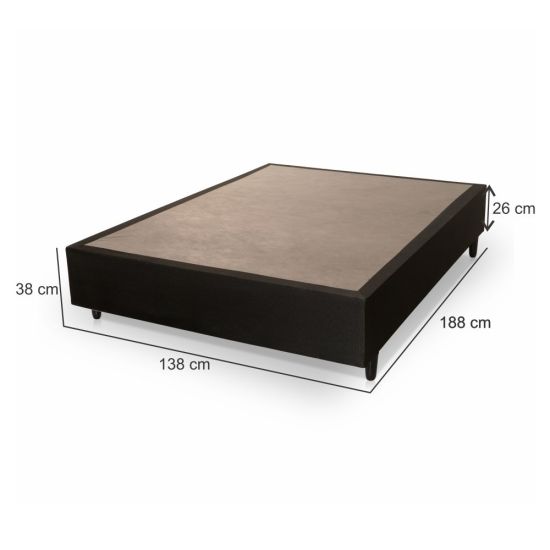 Cama base box casal Hellen Sommier com 38 c, de altura para colchão 138 cm de largura Preto
