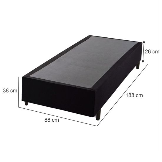 Cama base box solteiro Hellen Sommier com 38 cm de altura para colchão 88 cm de largura Preto