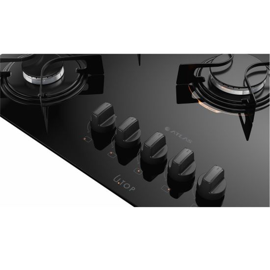 Cooktop Atlas UTOP 5 bocas com mesa de vidro preto bivolt