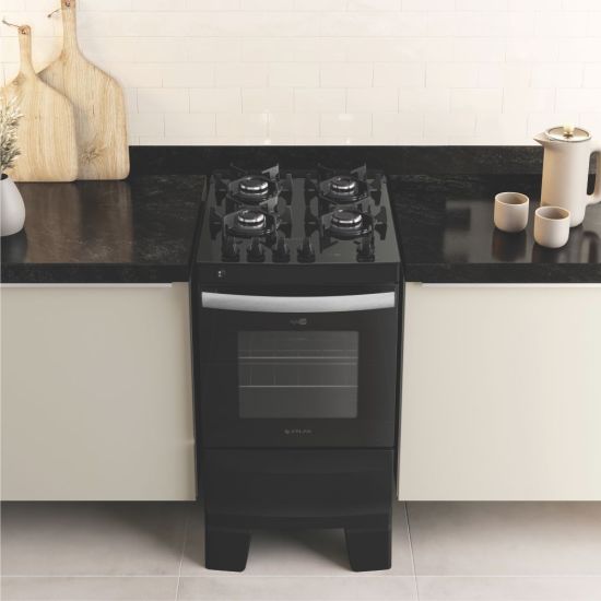 Fogão Atlas New Agile UP Glass com mesa de vidro 4 bocas preto Bivolt