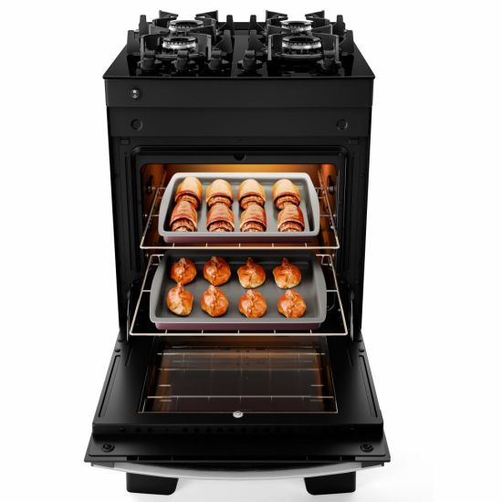 Fogão Atlas New Agile UP Glass com mesa de vidro 4 bocas preto Bivolt