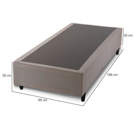Cama base box solteiro Hellen Sommier com 38 cm de altura para colchão 88 cm de largura Bege