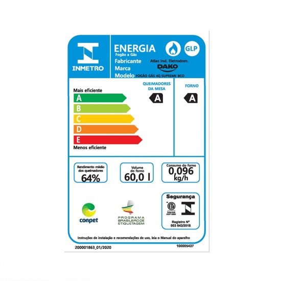 Fogão Dako Supreme 4 bocas com acendimento automático mesa de inox bivolt Branco