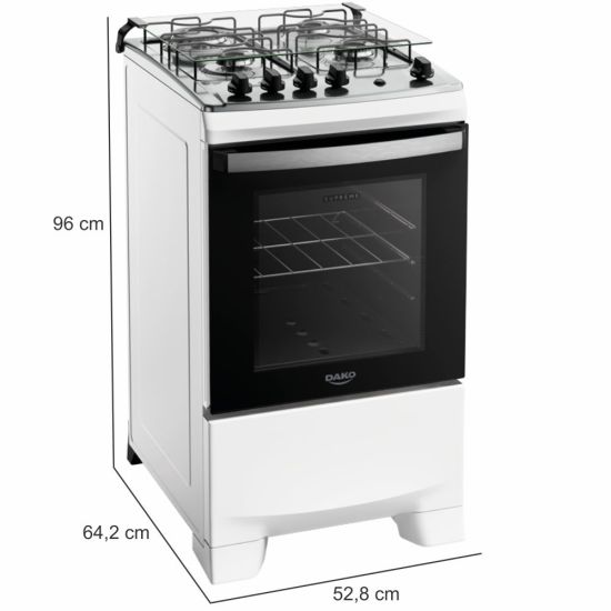 Fogão Dako Supreme 4 bocas com acendimento automático mesa de inox bivolt Branco