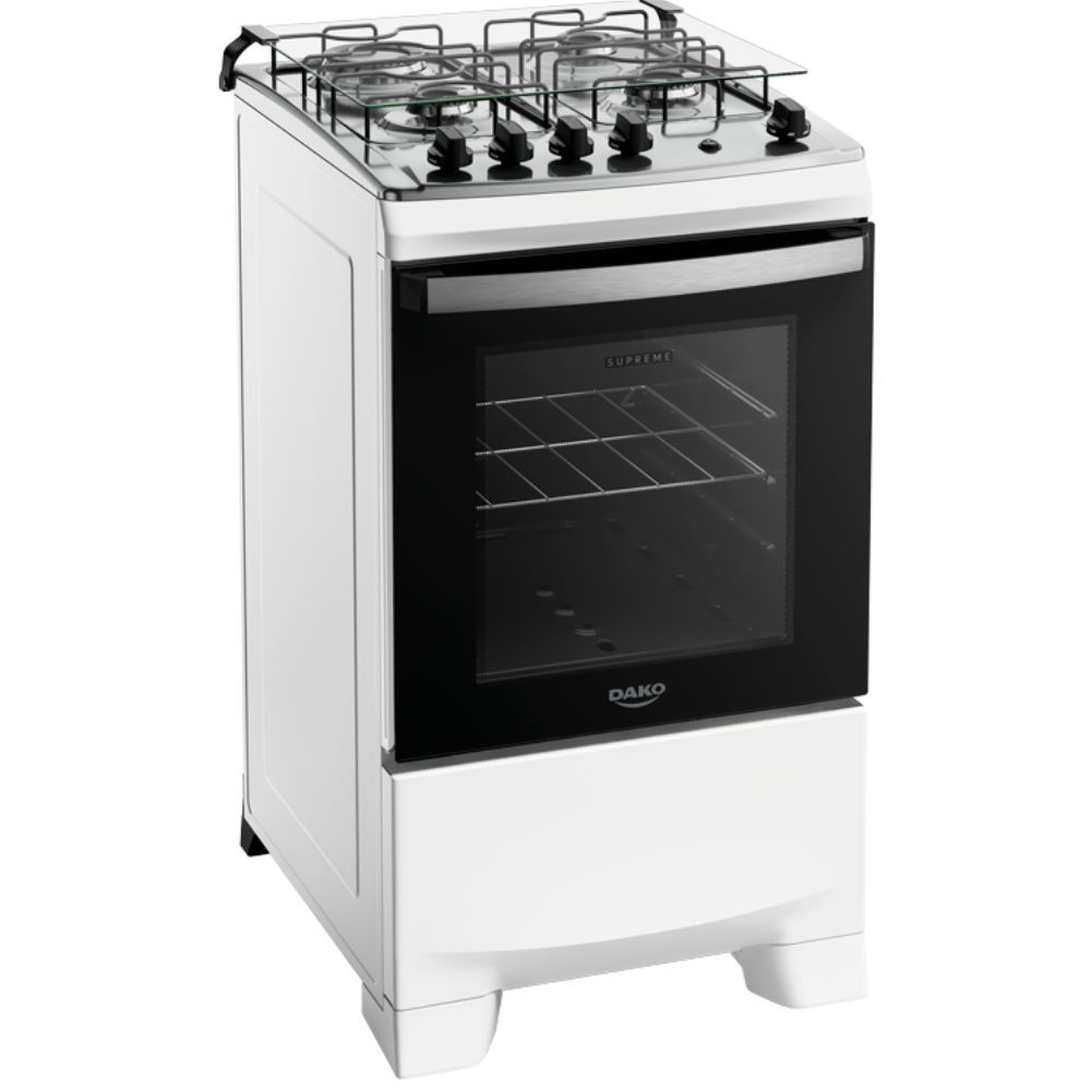 Fogão Dako Supreme 4 bocas com acendimento automático mesa de inox bivolt Branco