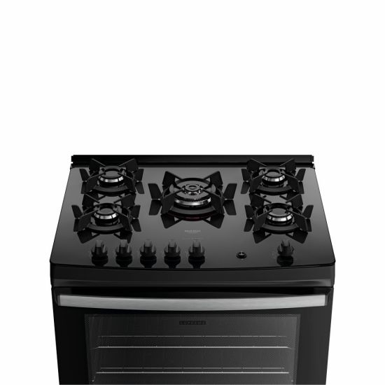 Fogão Dako Supreme Glass 5 bocas com acendimento automático mesa de vidro temperado bivolt Preto