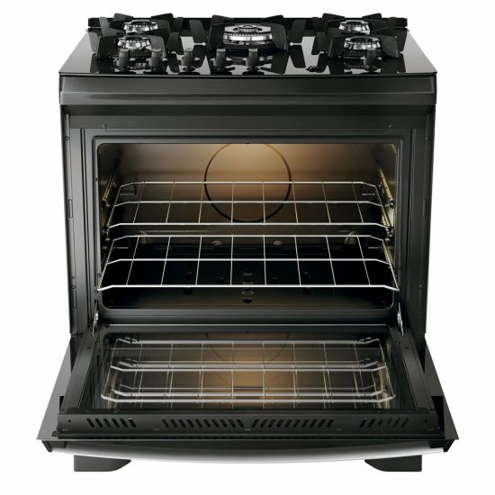 Fogão Dako Supreme Glass 5 bocas com acendimento automático mesa de vidro temperado bivolt Preto