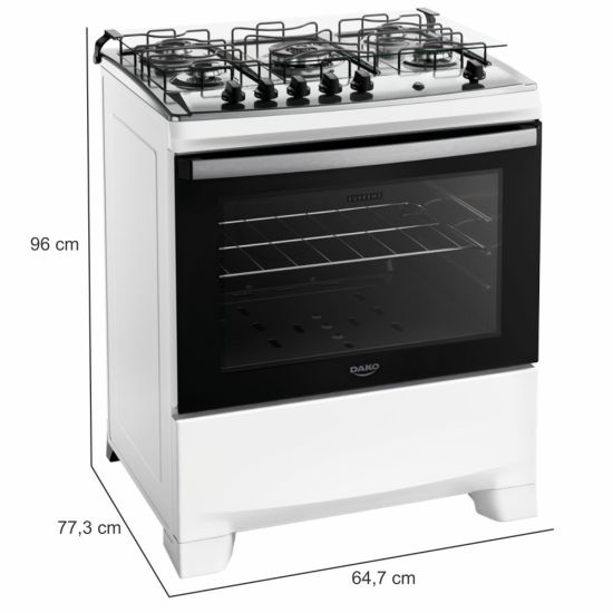 Fogão Dako Supreme 5 bocas com acendimento automático mesa de inox bivolt Branco