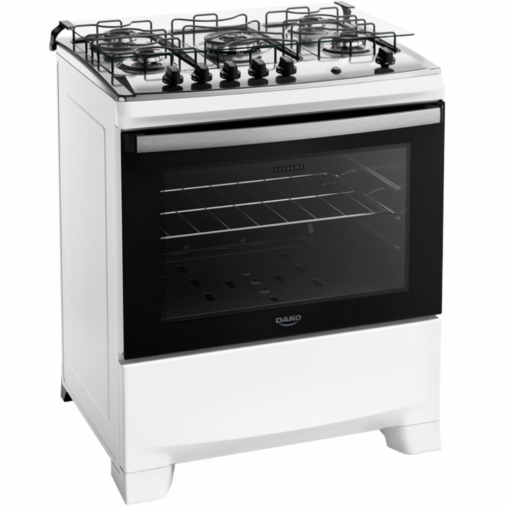 Fogão Dako Supreme 5 bocas com acendimento automático mesa de inox bivolt Branco