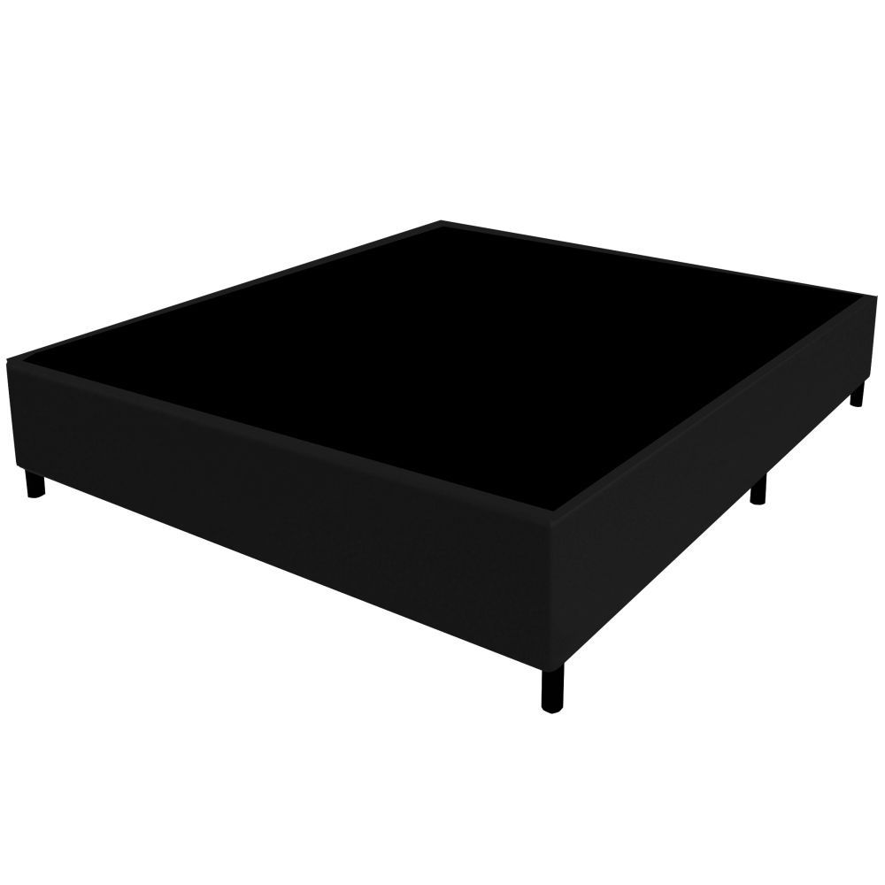 Base Casal Gazin Sommier largura de 138 cm e altura de 39 cm em tecido suede Preto
