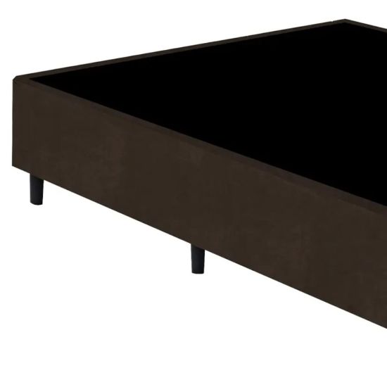 Base Casal Gazin Sommier largura de 138 cm e altura de 39 cm em tecido suede Marrom