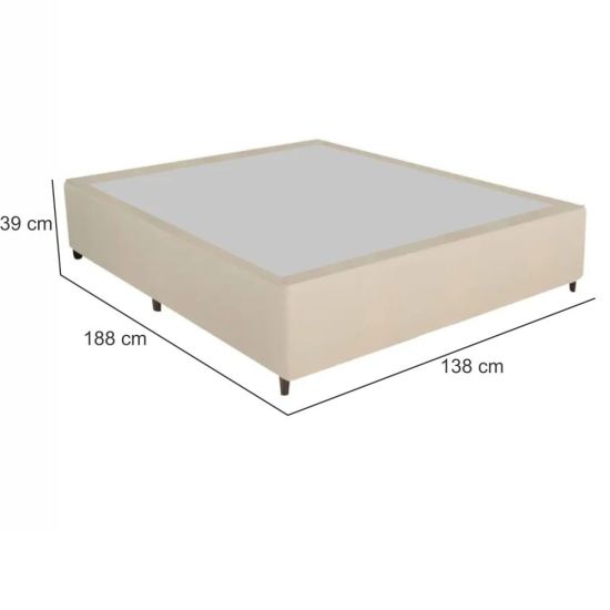 Base Casal Gazin Sommier largura de 138 cm e altura de 39 cm em tecido suede Bege