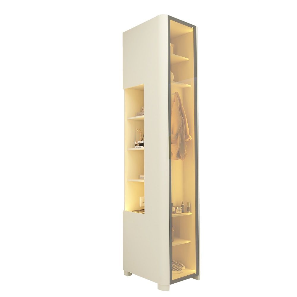 Guarda Roupa Roupeiro Gelius Innova 1 porta reflecta com nicho com tomada LED largura 51,7 cm pés OFF White