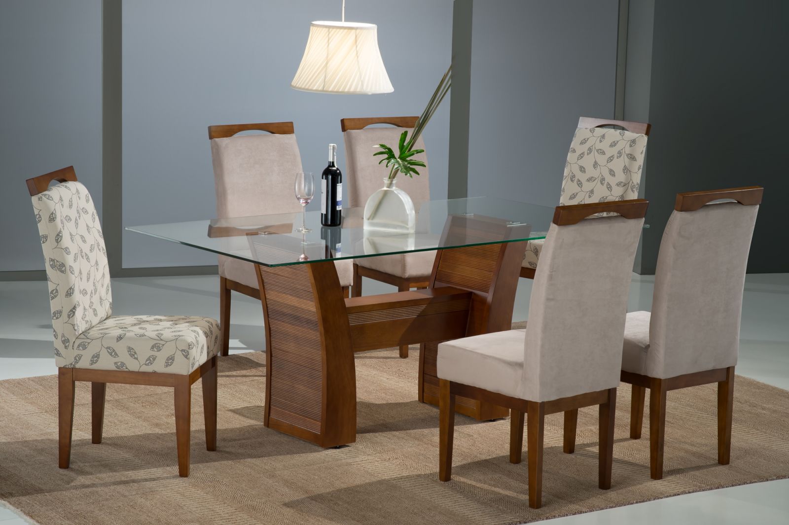 Sala De Jantar Com Tampo De Vidro ~ Conjunto Sala de Jantar de Luxo ZuriqueMesa Com Tampo de Vidro e 6 Sala De Jantar Com Tampo De Vidro ~ Conjunto Sala de Jantar de Luxo ZuriqueMesa Com Tampo de Vidro e 6