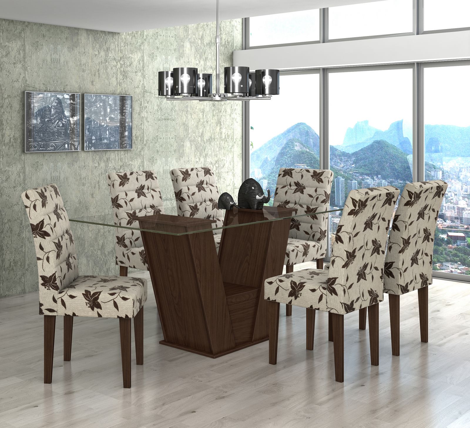 Sala De Jantar Com Tampo De Vidro ~ Conjunto Sala de Jantar Lopas FiorellaMesa Com Tampo de Vidro e 6 Sala De Jantar Com Tampo De Vidro ~ Conjunto Sala de Jantar Lopas FiorellaMesa Com Tampo de Vidro e 6