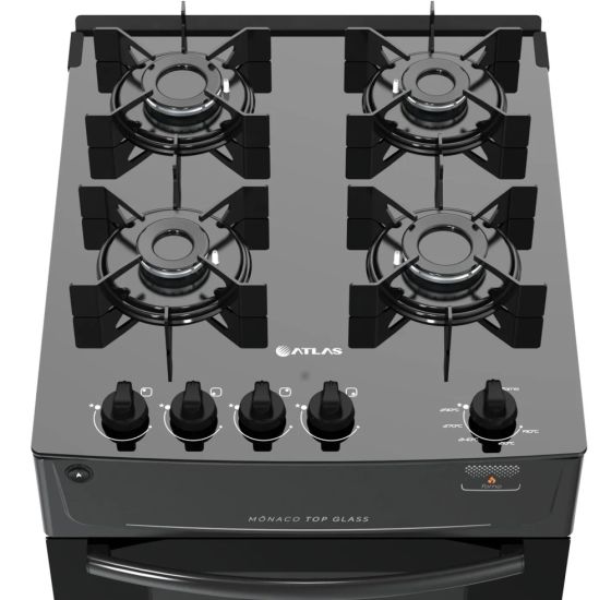 Fogão Altas 4 Bocas Mônaco Top Glass Automático Bivolt - Preto