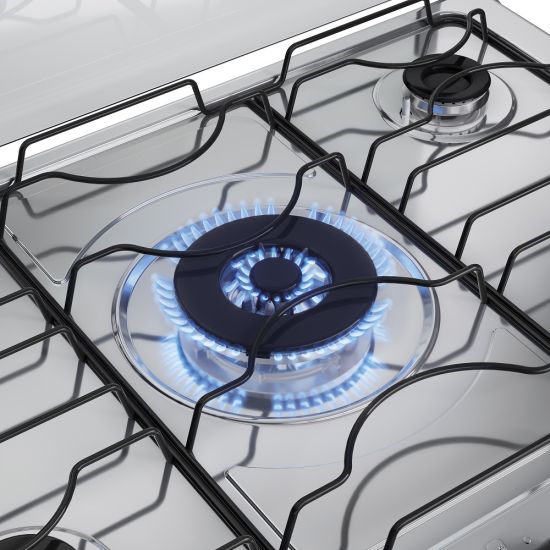 Fogão Atlas Agile UP 5 bocas automático mesa de inox Preto Bivolt