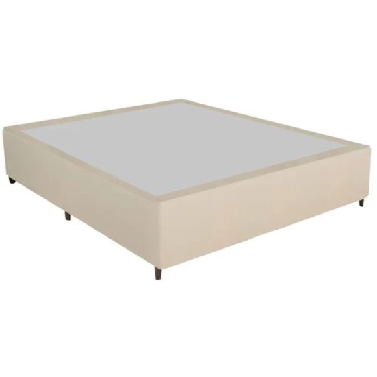 Base Casal Gazin Sommier largura de 138 cm e altura de 39 cm em tecido suede Bege