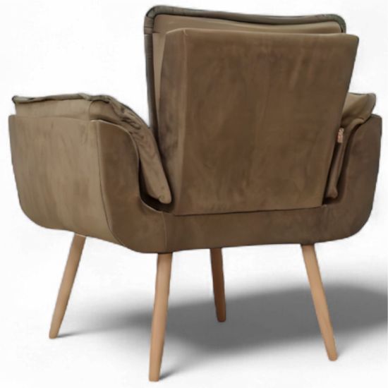 Poltrona Conflex Decorativa Opala Rafaela confortável estofada Capuccino pés palito de madeira maciça