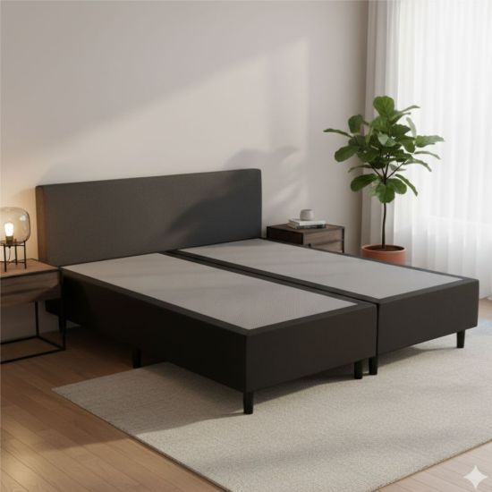 Base Casal Queen Gazin Sommier largura de 158 cm e altura de 39 cm em tecido suede Preto