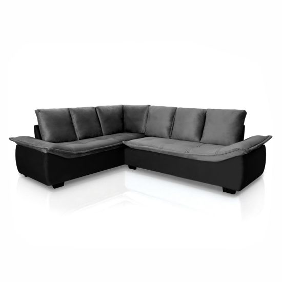 Sofá de Canto Hellen Alphaville Plus 6 lugares braço divã formato de “L” Grafite Preto